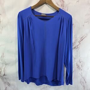 Basler Shirt Womens US XL FR 48 UK 20 Blue Blouse Long Sleeve Beaded Cobalt